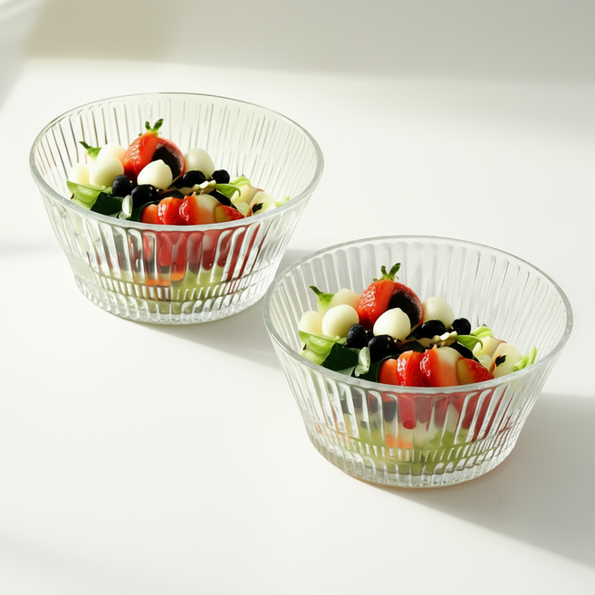 글리츠 디저트 샐러드볼 대용량 유리볼 1000ml, 2개, 투명