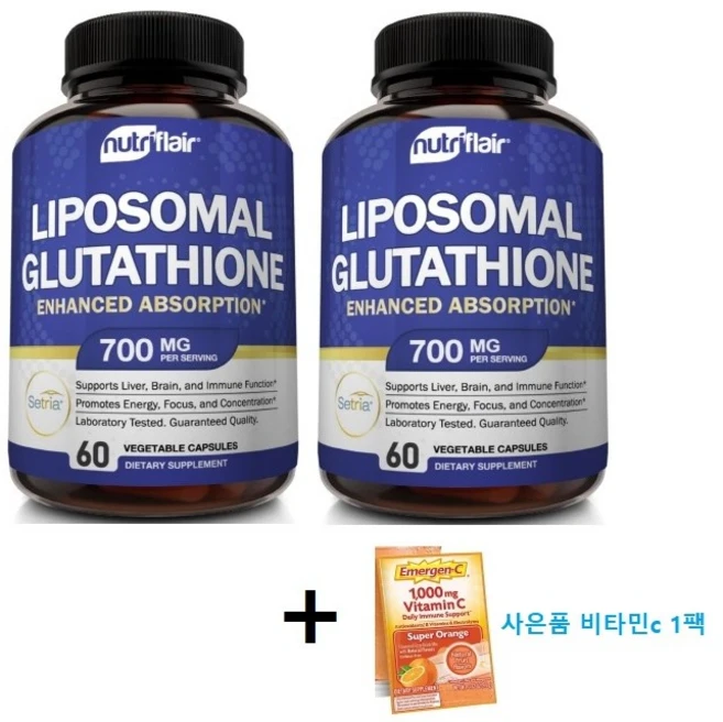 2개세트 뉴트리플레어 리포조말 리포좀 글루타치온 700mg 60베지캡+비타민C 1팩, 1개, 120정 - 쿠팡