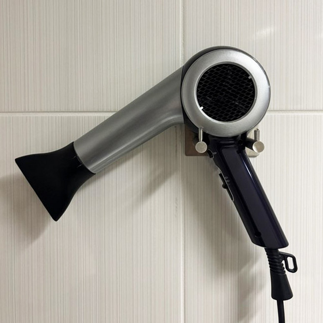 BMT 무타공 스테인리스 드라이기 거치대 욕실 드라이어 걸이 강력접착, 1개, 실버