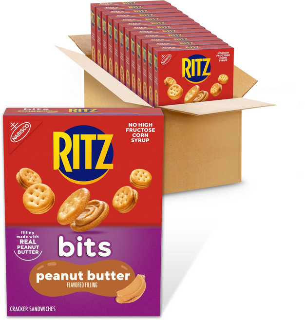 리츠 비츠 땅콩 버터 샌드위치 크래커 249g 12개 팩 RITZ Bits Peanut Butter Sandwich Crackers 8.8 oz Pack of 12, 2.99kg, 1개