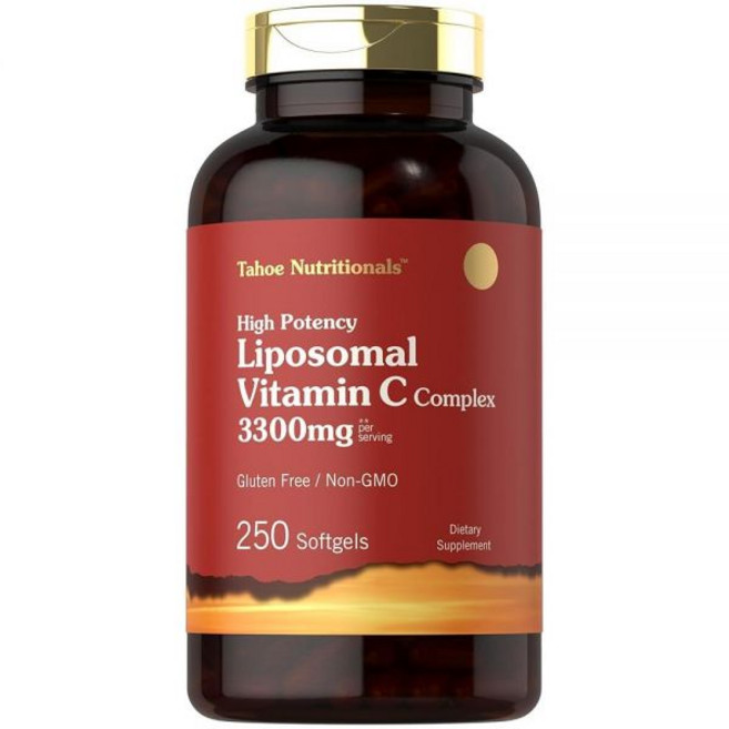 Tahoe Nutritionals 리포솜 비타민 C 복합체 | 3300mg | 소프트젤 250개 | 고효능 | GMO 프리 글루텐 프리 보충제, Tahoe Nutritionals 리포솜 비타민 C 복, 1개, 250정