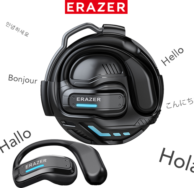 ERAZER X8 AI 번역 이어폰 무선 블루투스 OWS HiFi 방수 게이밍 이어폰, 검정색, AI 버전