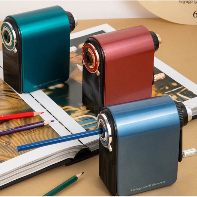 델리 7단 심조절 전문가용 빈티지 미술 연필깎이, 빈티지레드, 1개