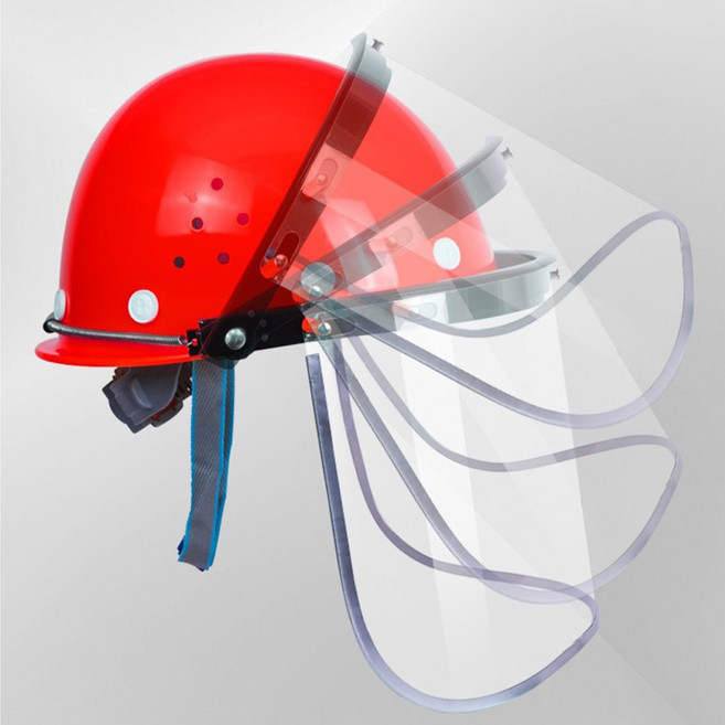 위험한 작업 현장 얼굴 눈 보호 안전모 결합 안면 보호 쉴드 마스크, 1개