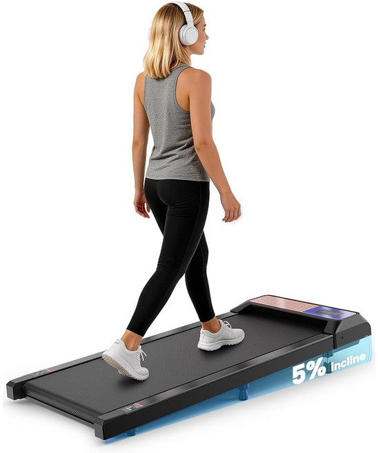 5% 경사가 있는 워킹 패드 러닝머신 120.2KG(268파운드) 조용한 오피스용 패드 휴대용 38.1 89.9CM(15 책상 2.5 아래 홈 용량, 블랙.