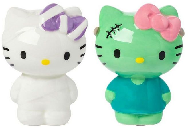 Silver Buffalo Sanrio 헬로 키티 할로윈 세라믹 소금 및 후추 쉐이커 세트 길이 12.7cm(5인치) x 너비 5.1cm(2인치) 높이 8.9cm(3.5인치), 산리오 헬로 키티 크리스마스