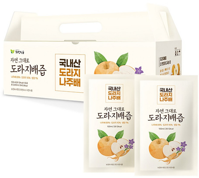 자연식품 자연그대로 도라지배즙, 100ml, 30개