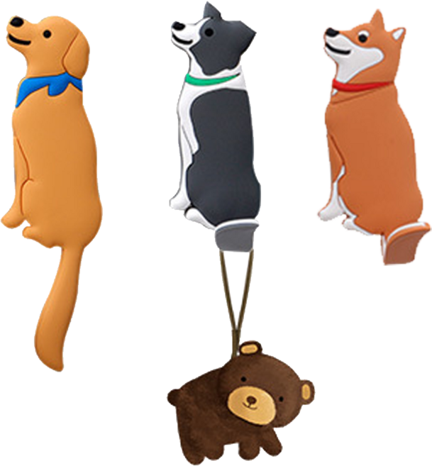 나홈 무타공 접착식 후크 걸이 3종, 강아지, 1세트