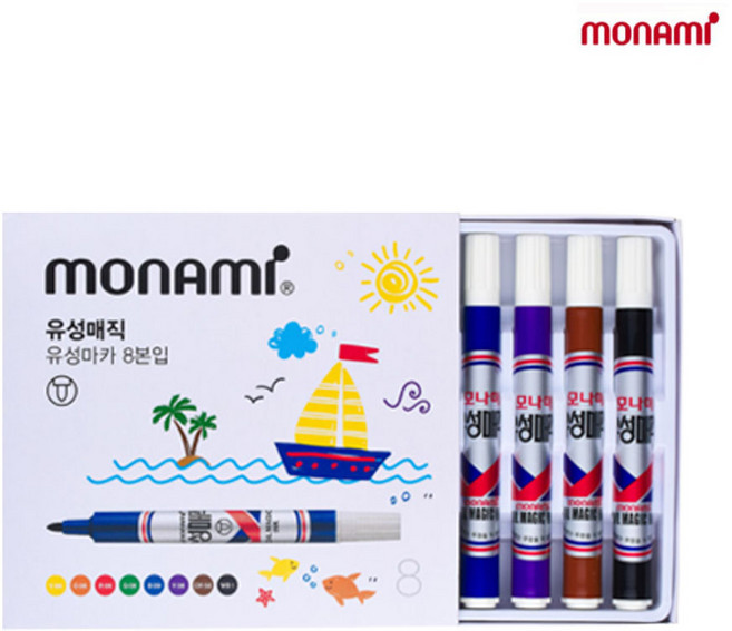 모나미 유성매직 세트, 8색, 1세트