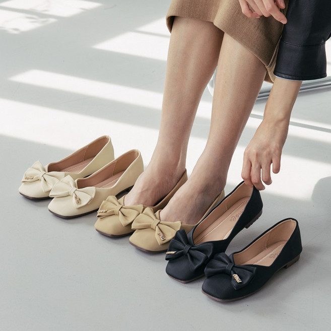 스타앤코 발편한 리본 플랫슈즈 데일리 모던