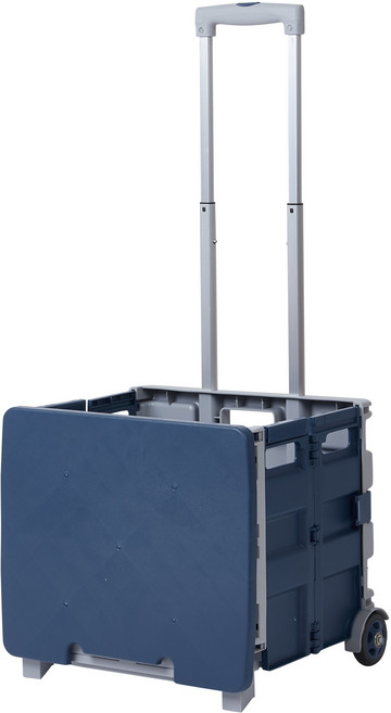 접이식 폴딩카트 핸드카트 장바구니 쇼핑카트 캐리어, 1개, 중형(그레이+네이비)