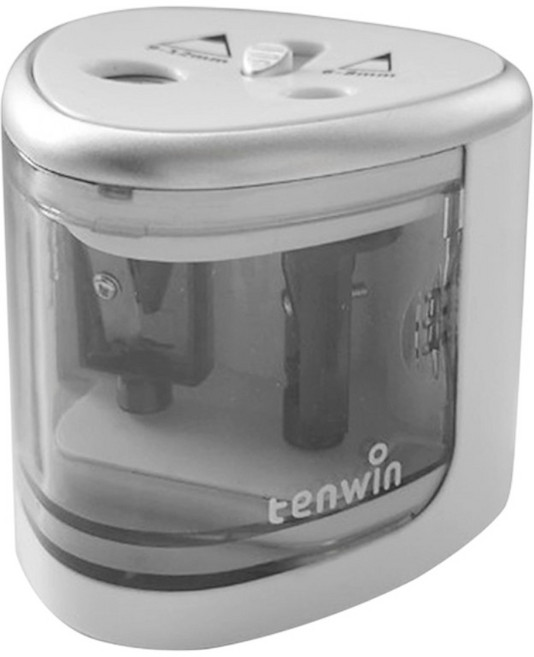 tenwin末文 雙刀架設計 適用於8-12mm及6-8mm鉛筆 白色, 白色-電動削鉛筆機, 1個