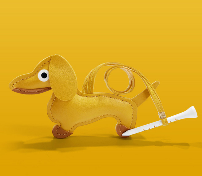 스컬독 가죽 골프 티걸이 강아지 티꽂이 분실방지 티홀더 티고리 골프선물, 옐로우, 1개