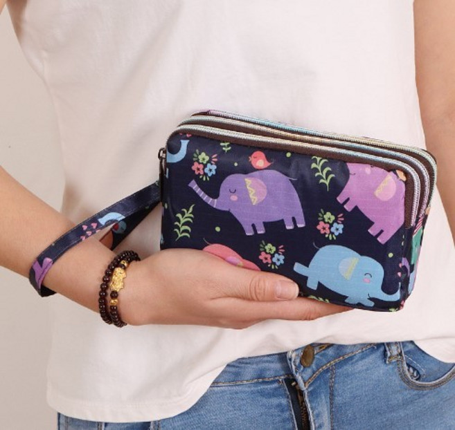 코끼리 3단 파우치 / 통장 지갑 가방 여행 돈가방 클러치