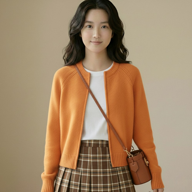 후노우즈 여성 투웨이 지퍼 니트 가디건 크롭 집업 5컬러