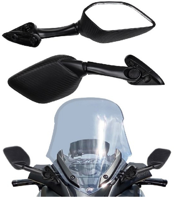 R3 전용 사이드미러 야마하 호환 XMAX NMAX 카본무늬 롱미러 숏미러, 1세트