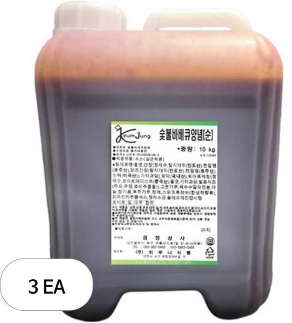 뫼루니식품 숯불바베큐양념소스 순한맛, 10kg, 3개