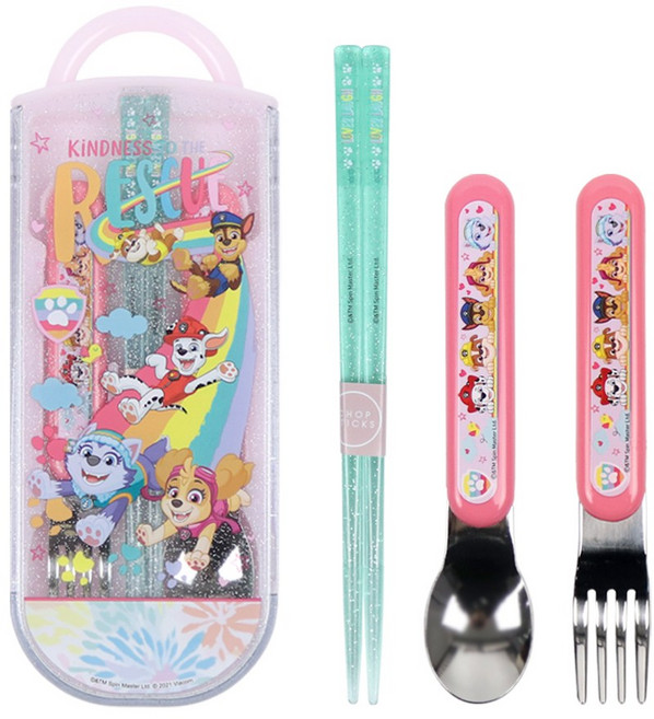 퍼피 구조대 레스큐 슬라이드 트리오 세트 수저 포크 케이스 유아 어린이 도시락 댕댕이 캐릭터 항균 식기, 단품, 단품, 1개