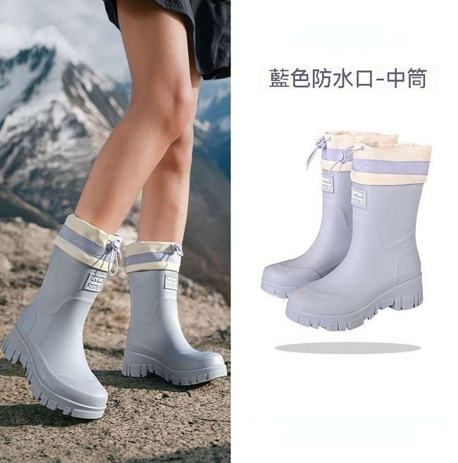 女款束口防滑防水雨靴