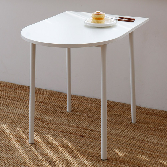 비알테이블 반타원 식탁 (3size), 2인용, 화이트