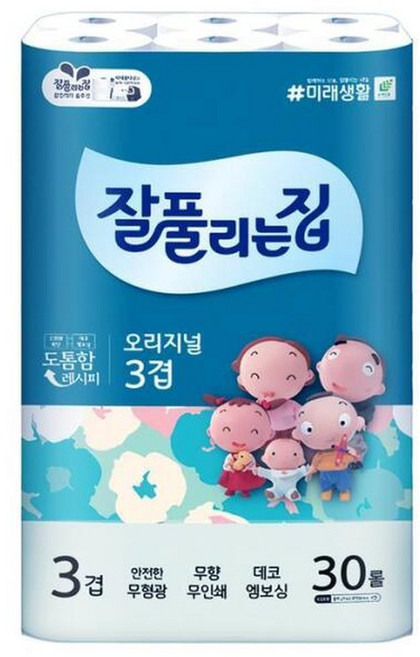 대용량 향기좋은 화장지 엠보싱 잘풀리는집 30롤 3겹 휴지 세트, 27m, 1개