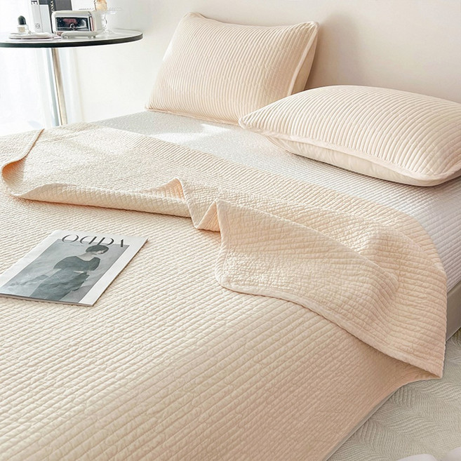 수스존 오가닉 목화솜 순면100 피그먼트 패밀리 사계절 침대패드, 베이지