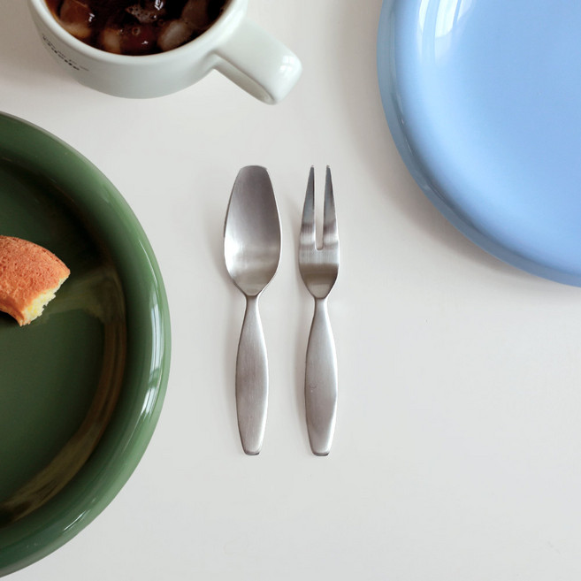 오데뜨 무광 카페 커트러리 스윗핸들 디저트 세트(스푼+포크), 단품, 1세트