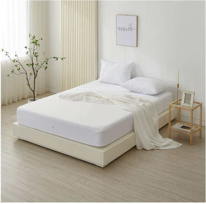 잠쿨 지퍼형 라텍스 토퍼 6면방수 방수매트리스커버 (높이5 7 9 11 13 15cm) 사이즈선택가능, 화이트