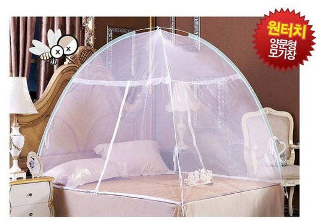 양문형 원터치 모기장 텐트 바닥 있는 일체형 방충망, (양문)바닥있는모기장120*200 핑크