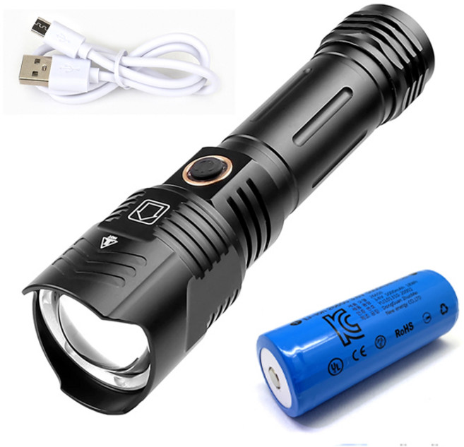 최강밝기 XHP 90.2(S) COB LED 괴물급 손전등 후레쉬 랜턴 + 26650 충전지포함, 1개