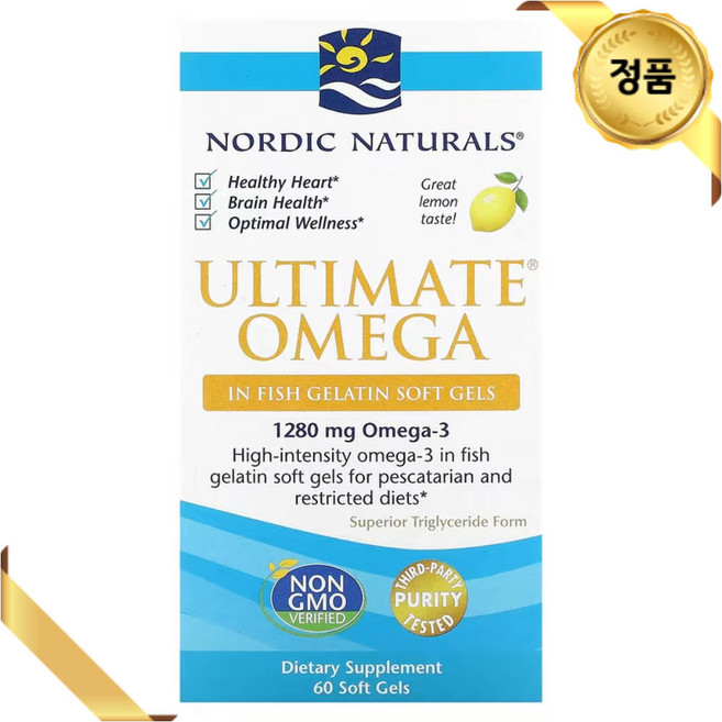 노르딕 내츄럴스 오메가3 640mg 60 소프트젤 레몬맛 피쉬오일 토코페롤 로즈마리, 60정, 1개