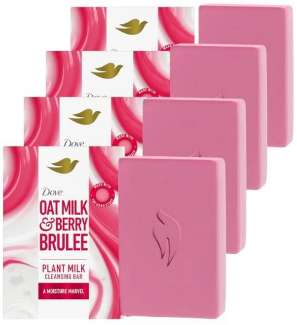 도브 플랜트 밀크 클렌징 바 비누 오트밀크 & 베리 브륄레 향 모이스처 마블 4개입 촉촉한 피부를 위한 순한 클렌저 설페이트 및 파라벤 무첨가 98% 생분해성 포뮬러, Oatmilk & Berry Brulee, 1.25 Ounce (Pack of 4) - 쿠팡