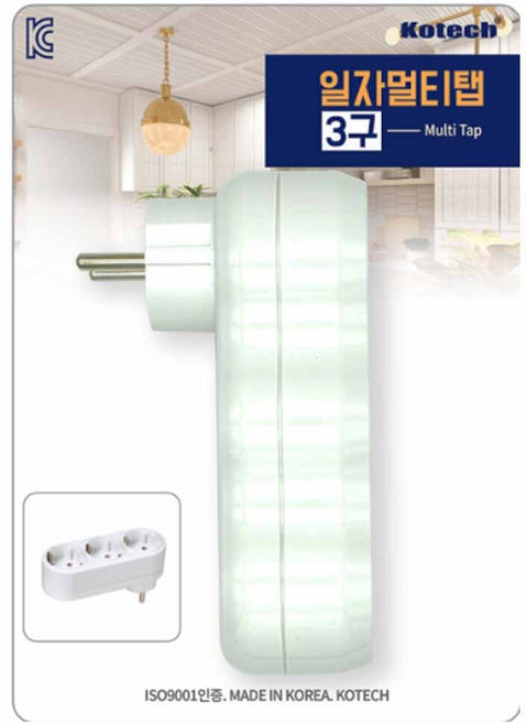 코텍스 접지 일자 멀티탭 3구 E-0178, 13.4cm, 화이트, 1개