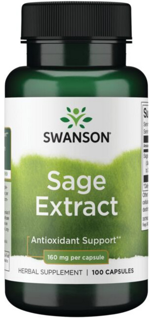 스완슨 세이지 추출물 160mg 100캡슐, 3개, 100정