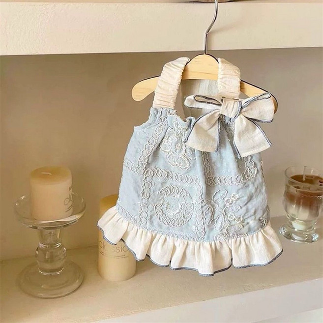 besteffie 애완동물 원피스 귀여운 레이스 디테일 봄여름용 강아지 드레스 K83, 1개, 사진색