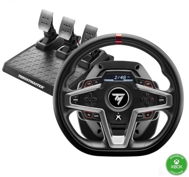 스러스트마스터 T248X 레이싱 휠 및 마그네틱 페달 하이브리드 드라이브 패들 시프터 다이내믹 포스 피드백 정보가 포함된 화면XBOX 시리즈 XS One PC와 호환, T248 Xbox | PC, T248 Xbox | PC