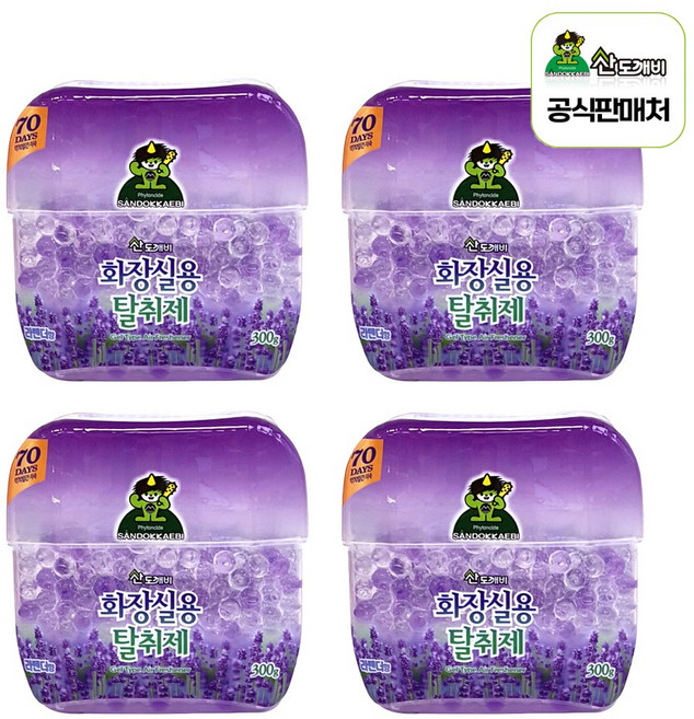 산도깨비 화장실용 탈취제 라벤더, 300g, 4개