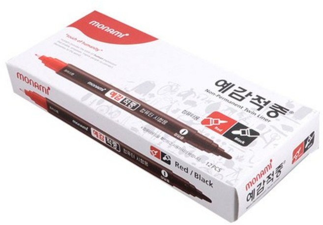 모나미 예감적중 컴퓨터 시험용 사인펜 12p, 흑색 + 적색, 48개