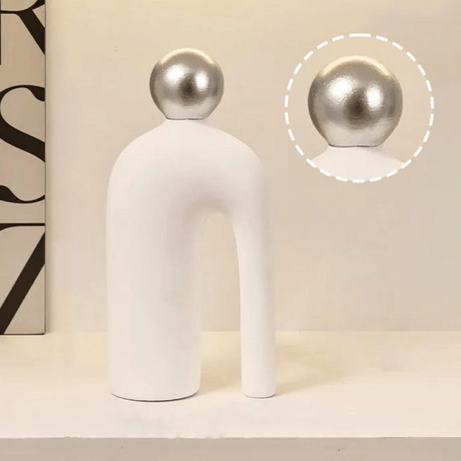 화이트 바디 실버 헤드 세라믹 조형 장식 미니멀 모던 홈 데코 책상 소품, White