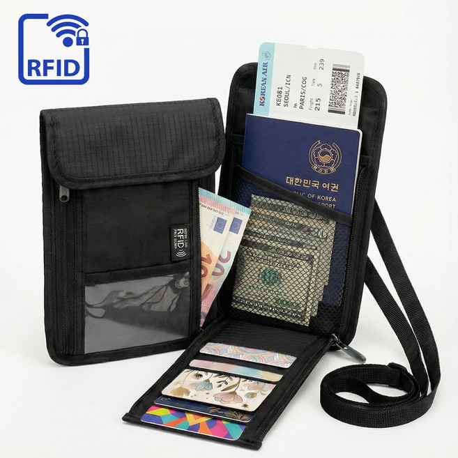 레인우드 rfid 차단 해킹방지 가방 유럽여행 여권 파우치