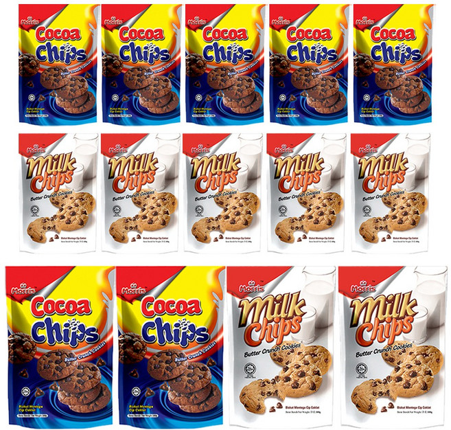 모리스 버터 크런치 코코아칩쿠키100g 7개+밀크칩쿠키100g 7개 (총14개) 초코칩과자, 14개, 100g