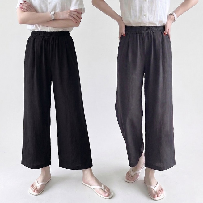 [2장] 에이플심플 여성 찰랑 8부 쿨 와이드팬츠