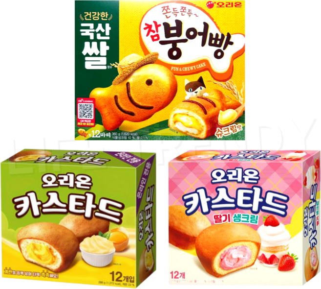 참붕어빵 슈크림 + 카스타드 슈크림 + 카스타드 딸기 생크림 3종세트