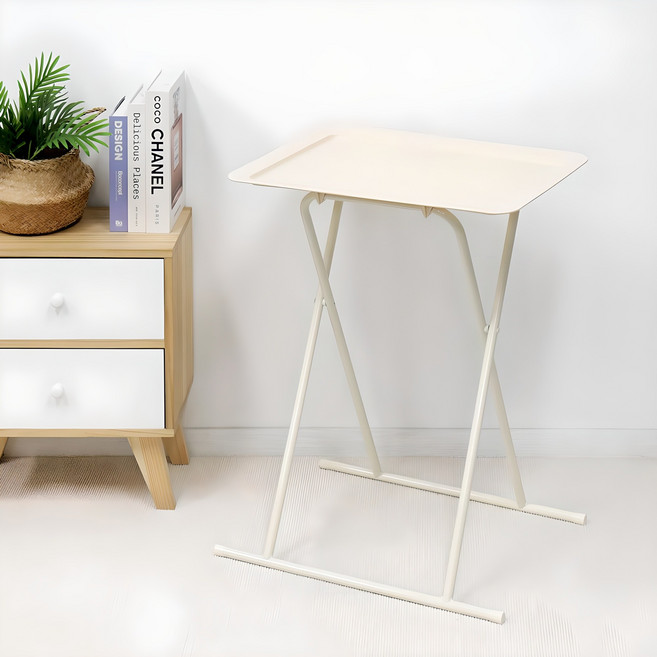팬물산 이지라이프 스퀘어 접이식 보조테이블, 아이보리