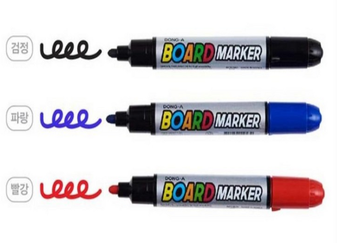 [엘제이] 동아 화이트 보드 보드마카 펜 선명한 무독성 특수 잉크, 검정10개+파랑4개+빨강4개