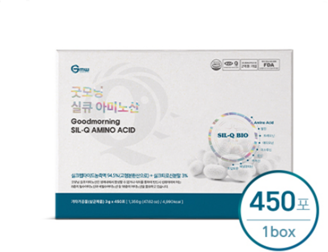 굿모닝월드 굿모닝 실큐 프리미엄 450포 (90포 X 5박스) 실크 단백질 97.5% 실크아미노산, 2세트