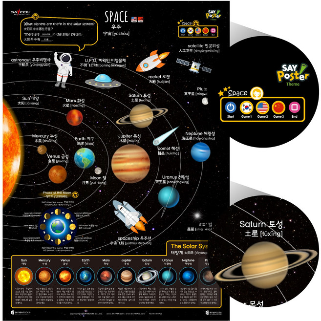 주제별세이포스터 / 세이펜포스터 세이펜차트 한글 한자 구구단 지도 색깔, 7.우주