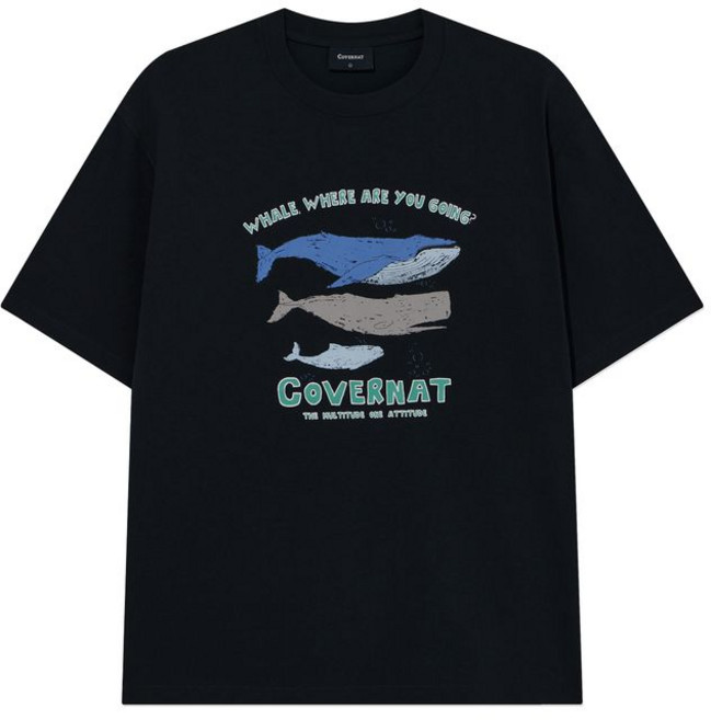 커버낫 남녀공용 쿨 코튼 웨일 그래픽 티셔츠