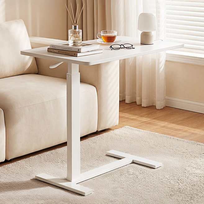 SILUNA 다용도 테이블 침대 소파 이동식 보조책상 티테이블 보조테이블 사이드테이블 MC-A1, 화이트