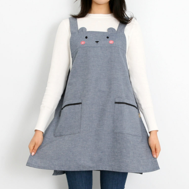 곰곰이무지 앞치마 어린이집 보육 교사 선생님 실습 원피스 실습 아이돌보미 에이프런 린다스 에이프런샵, 1개, 뉴곰곰이_블루